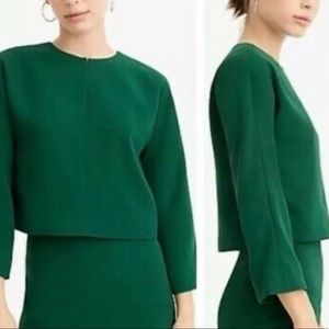 Kelly Green CREPE crop top JCrew